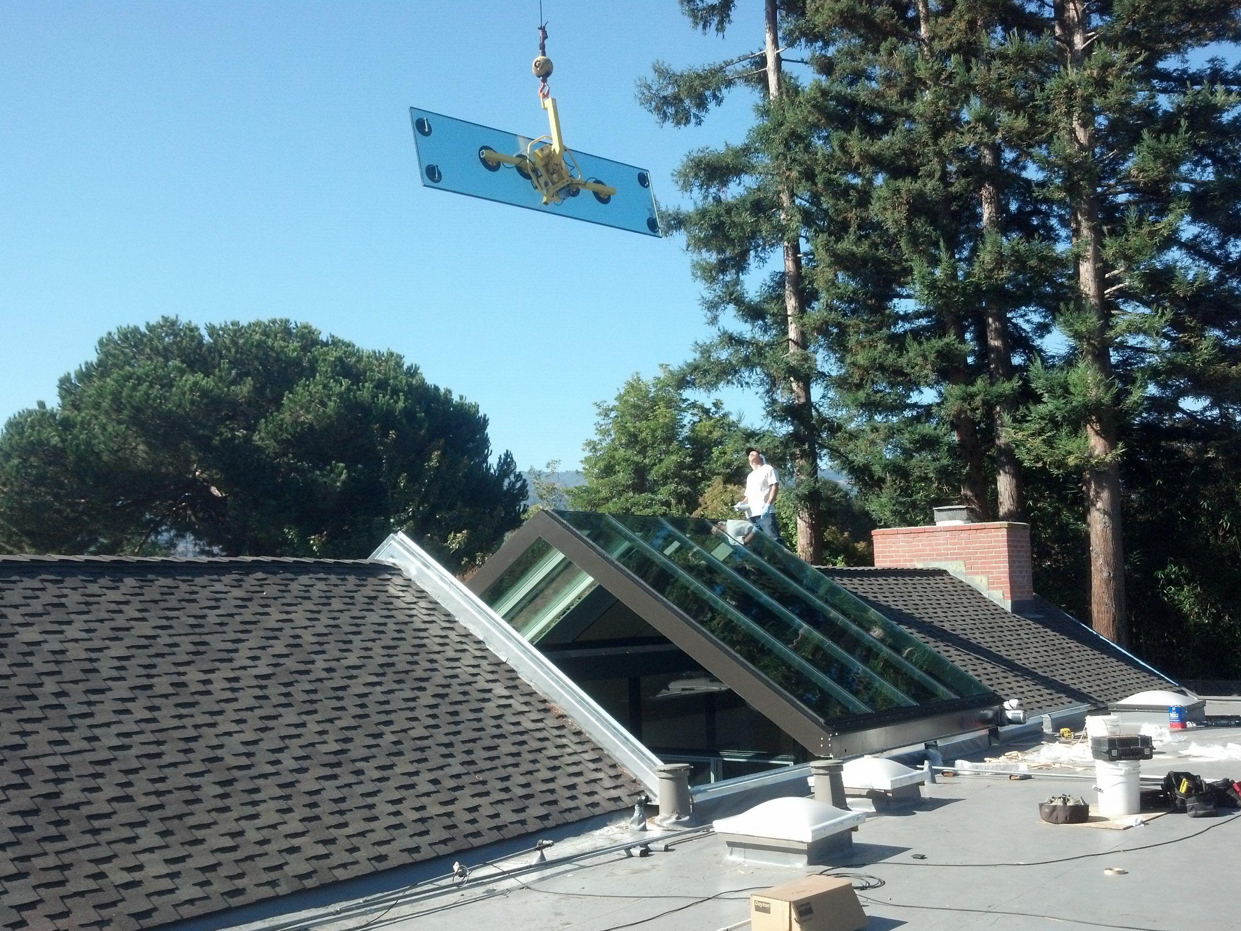 Installation over peaked roof