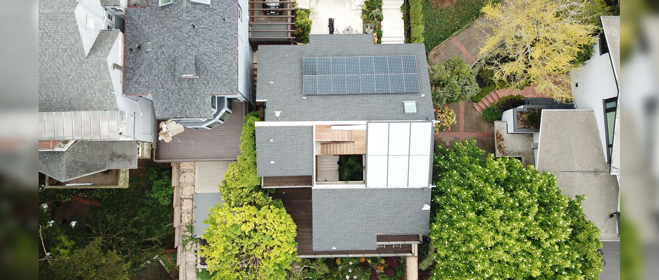 Aerial photo of retractable atrium roof